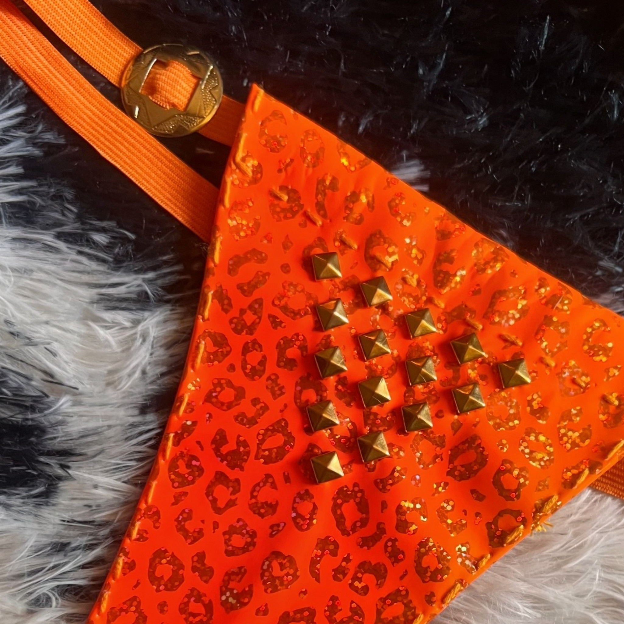 Handmade Orange and Gold Cheetah Print Bikini
